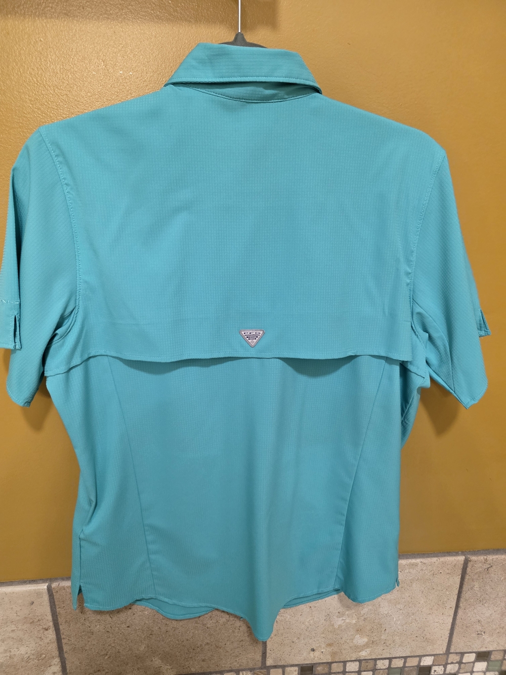 Columbia Women Teal Short Sleeve Button Shirt Size 8 - Picture 3 of 12